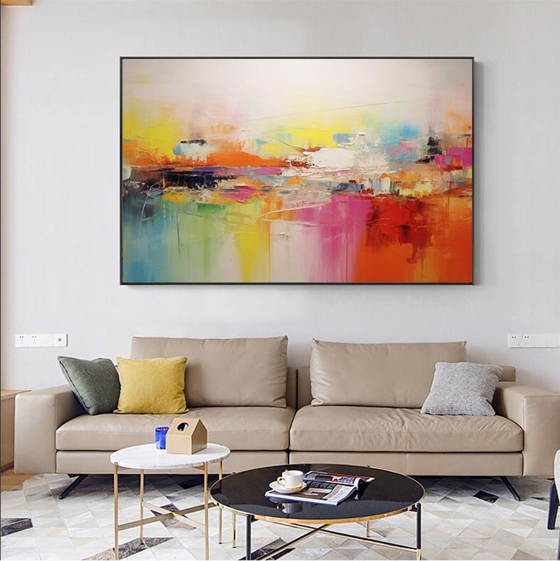 Bright Sunny Color Wash Abstract In Yellow Orange Pink Teal Poster - Image 4