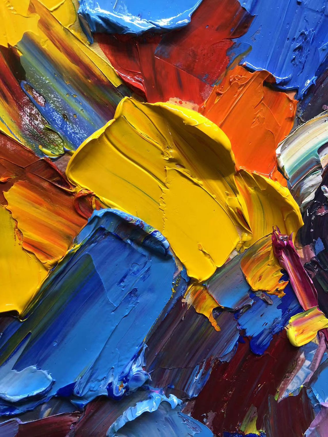 Knife Painting Abstract Texture Art Print, Colorful - Image 6