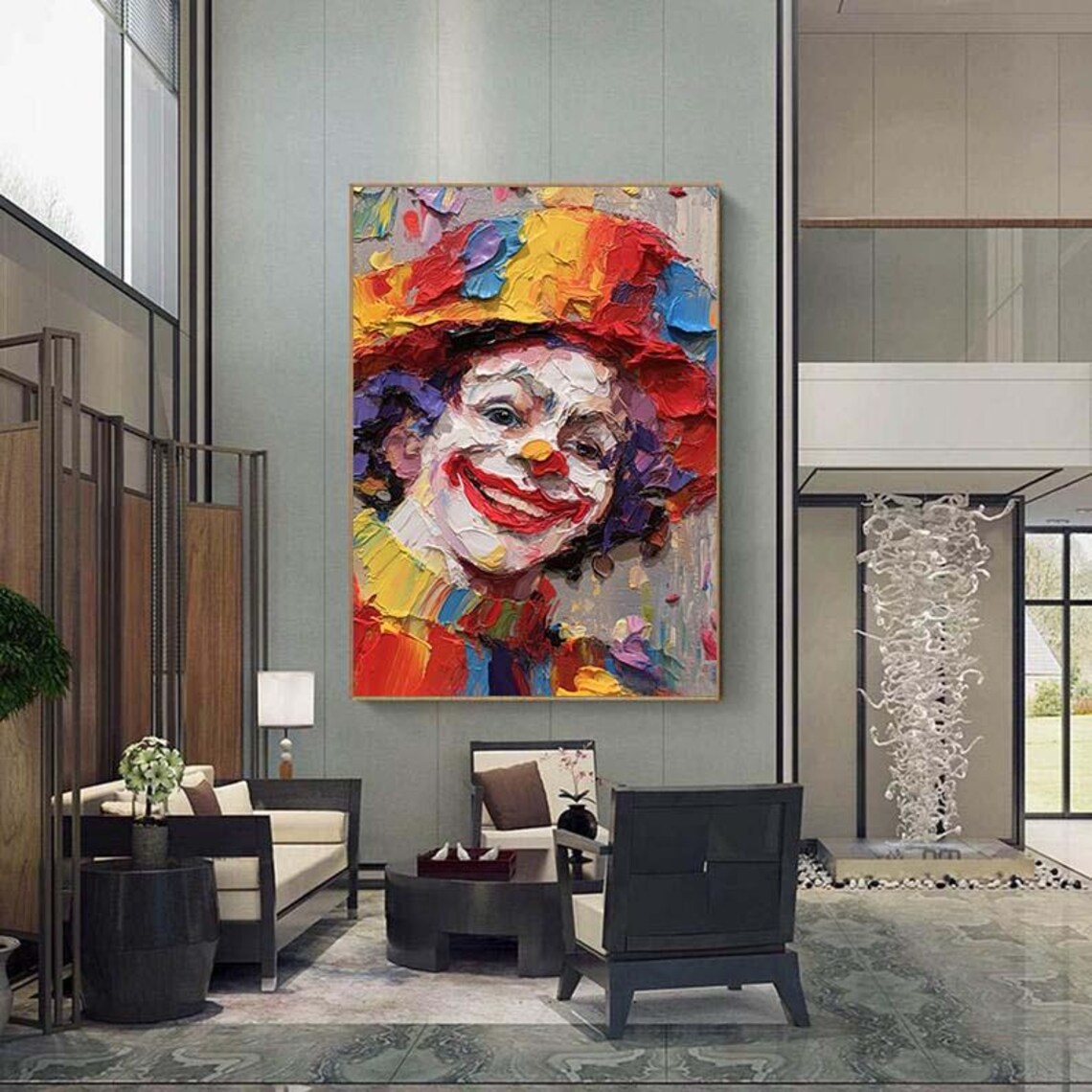 Colorful Clown Portrait Knife Painting Circus Face Art Poster - Image 5
