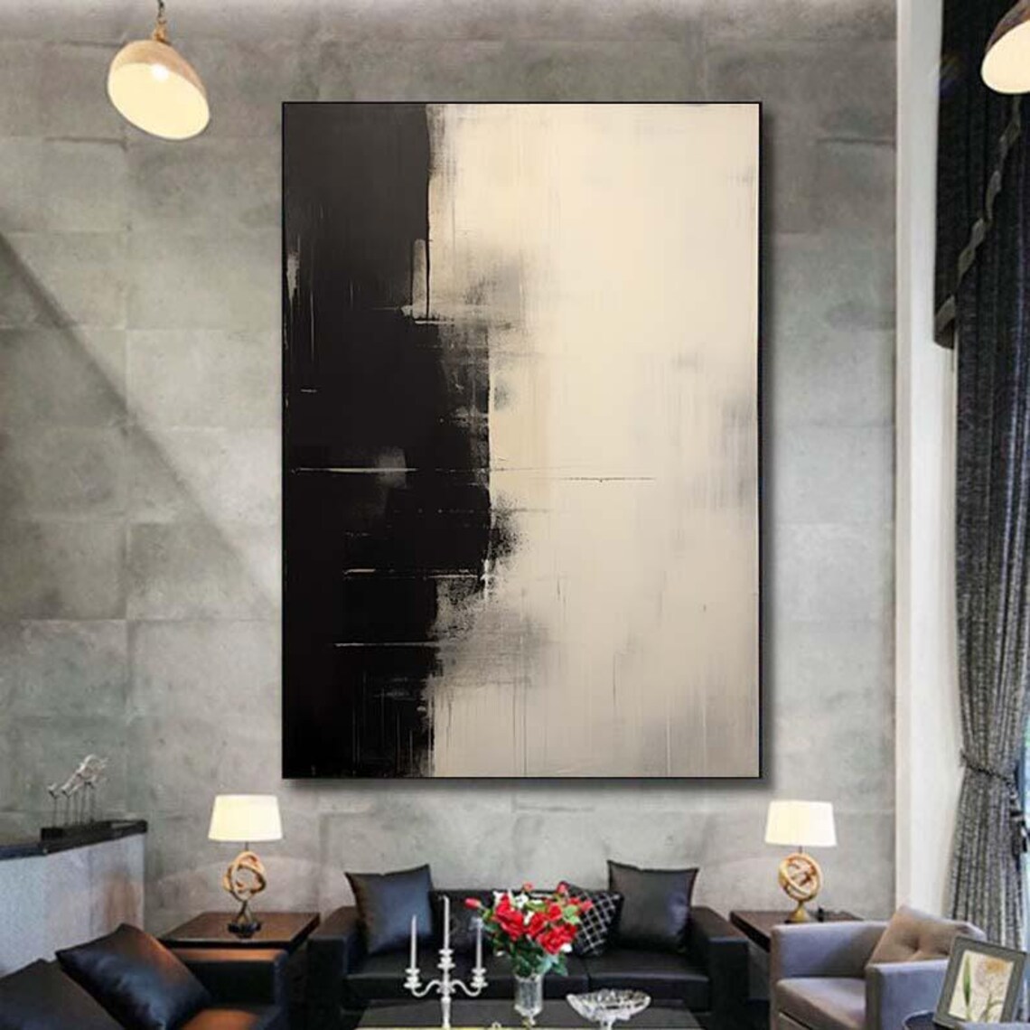 Minimalist Black Beige Abstract Shadow Modern Painting Poster - Image 6