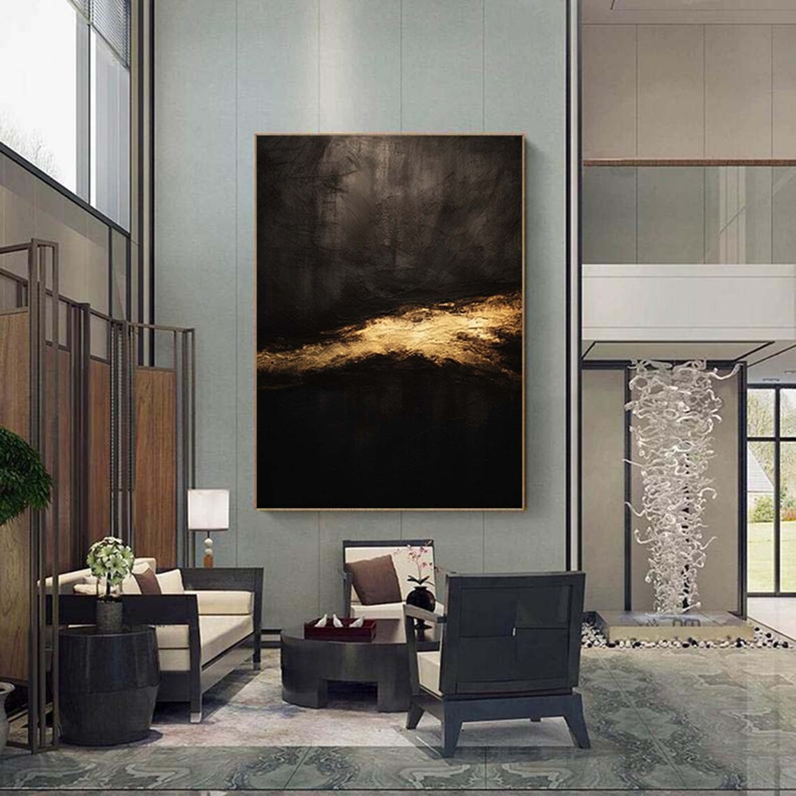 Black and Gold Abstract Wall Art Print, Modern Style - Image 5