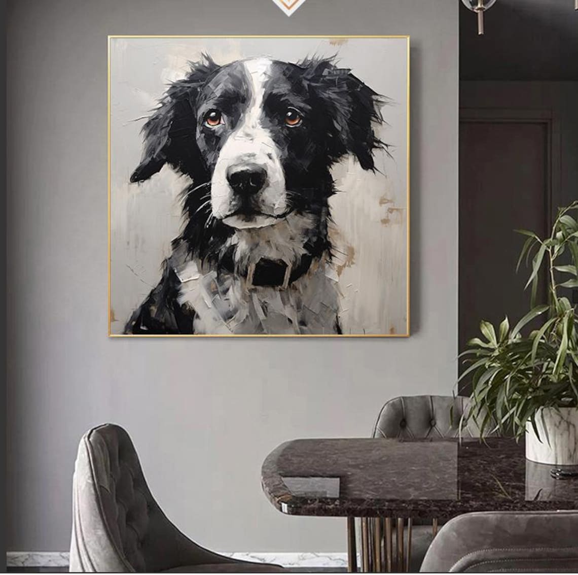 Black White Dog Portrait Soulful Eyes Canine Companion Art Poster - Image 7