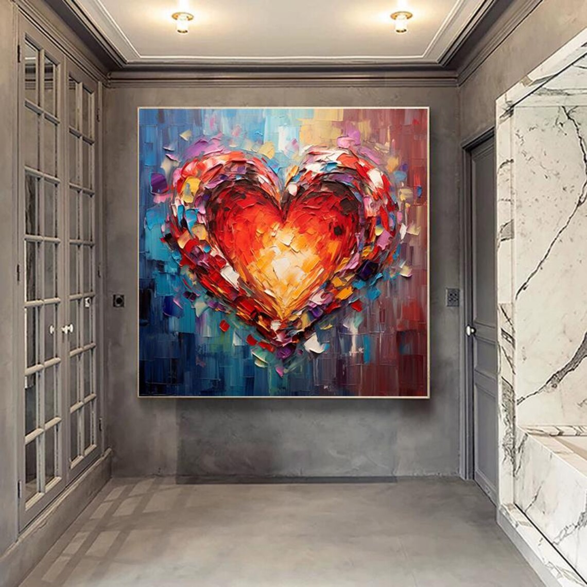 Heart-Shaped Abstract Texture Art Print, Colorful - Image 2