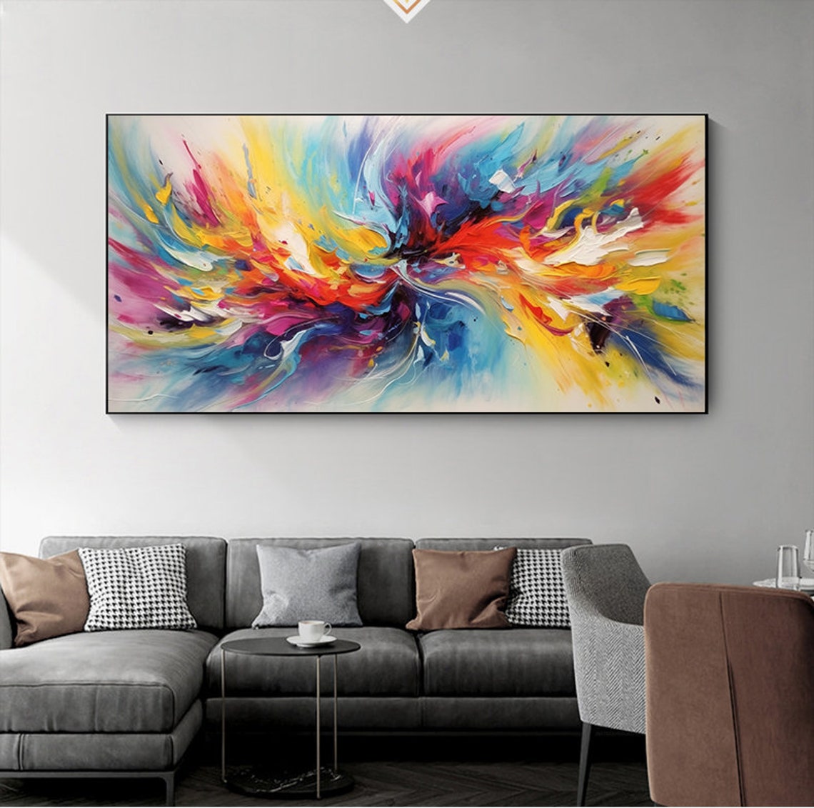 Rainbow Color Burst Explosion Abstract Textured Acrylic Wall Poster - Image 6
