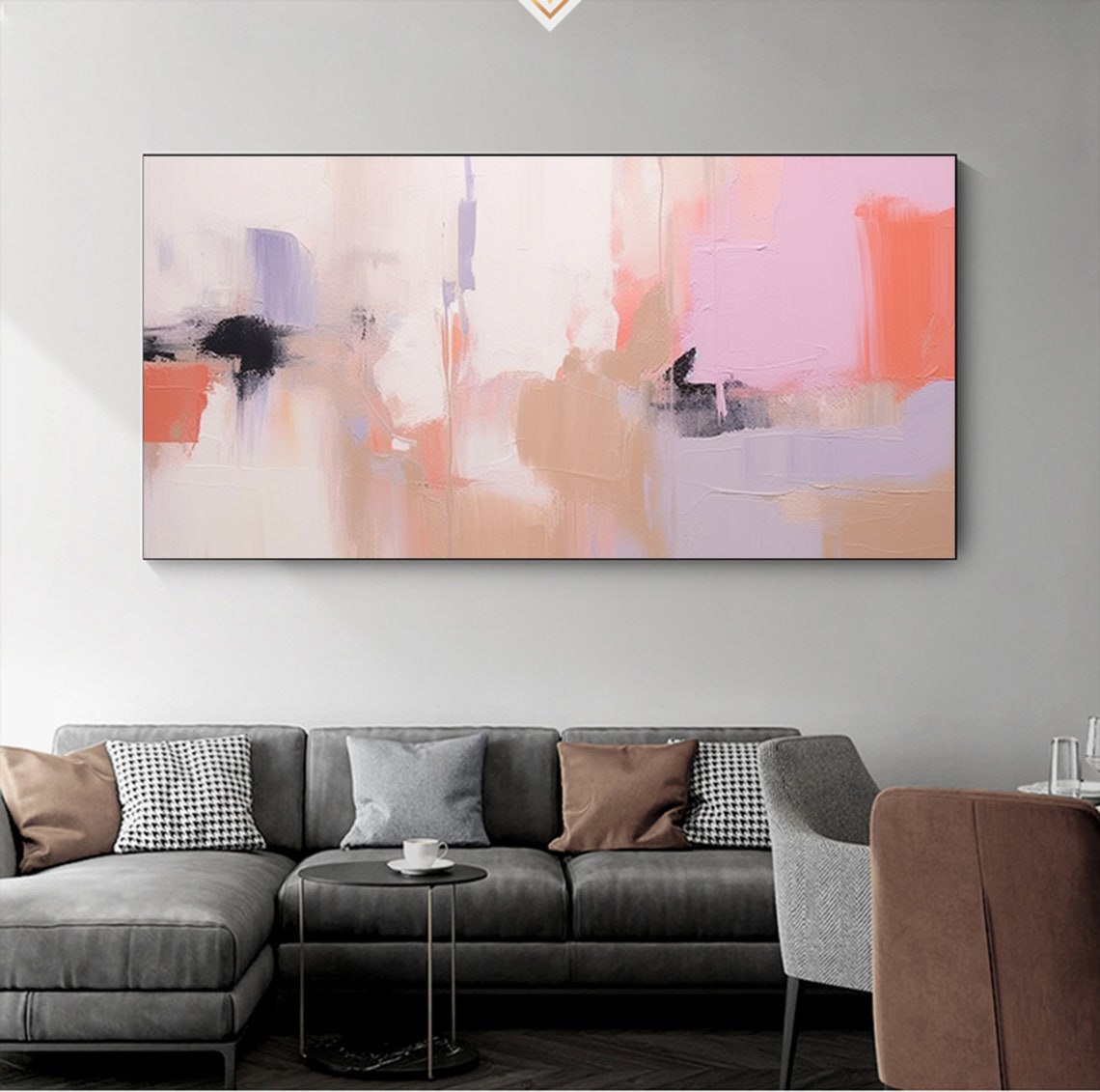 Blush Pink Peach Soft Wide Modern Abstract Lavender Wash Poster - Image 7