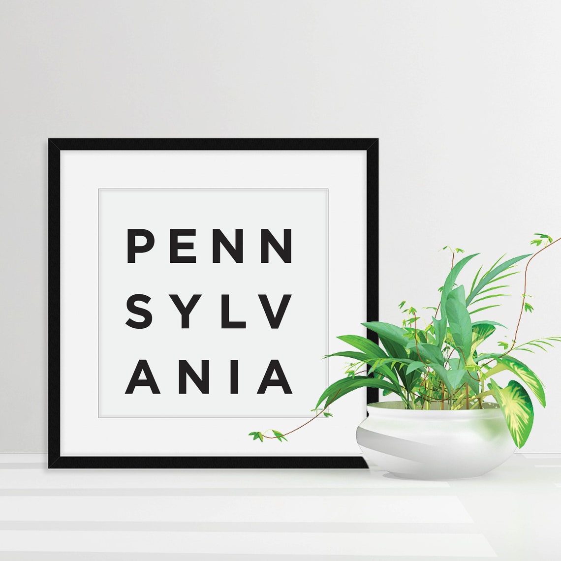 Pennsylvania Minimalist State Name Geography Black White Poster - Image 5