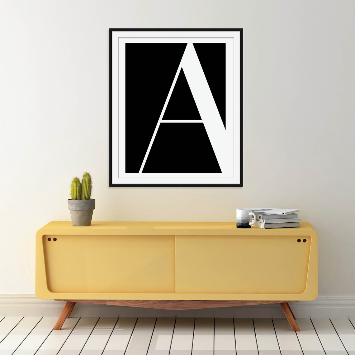 Oversized Letter A Monogram Bold Black and White Typography Poster - Image 2