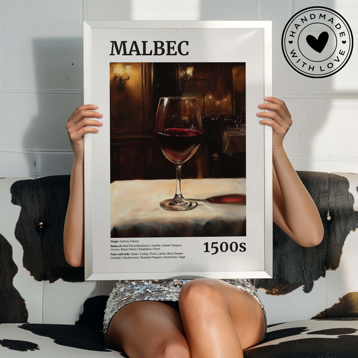 Vintage Malbec Wine Bar, Alcohol Wall Art Print - Image 2