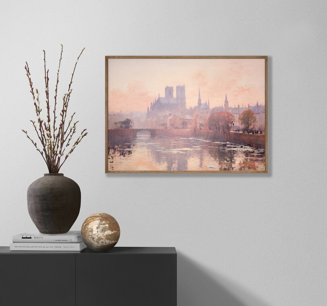 Serene Monet Watercolor Landscape, Poster Print