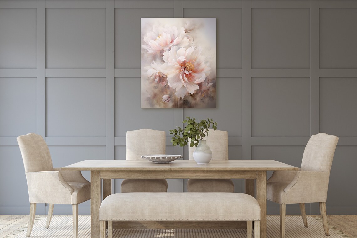 Peony Pastel Flowers, Vintage Floral Decor - Image 2