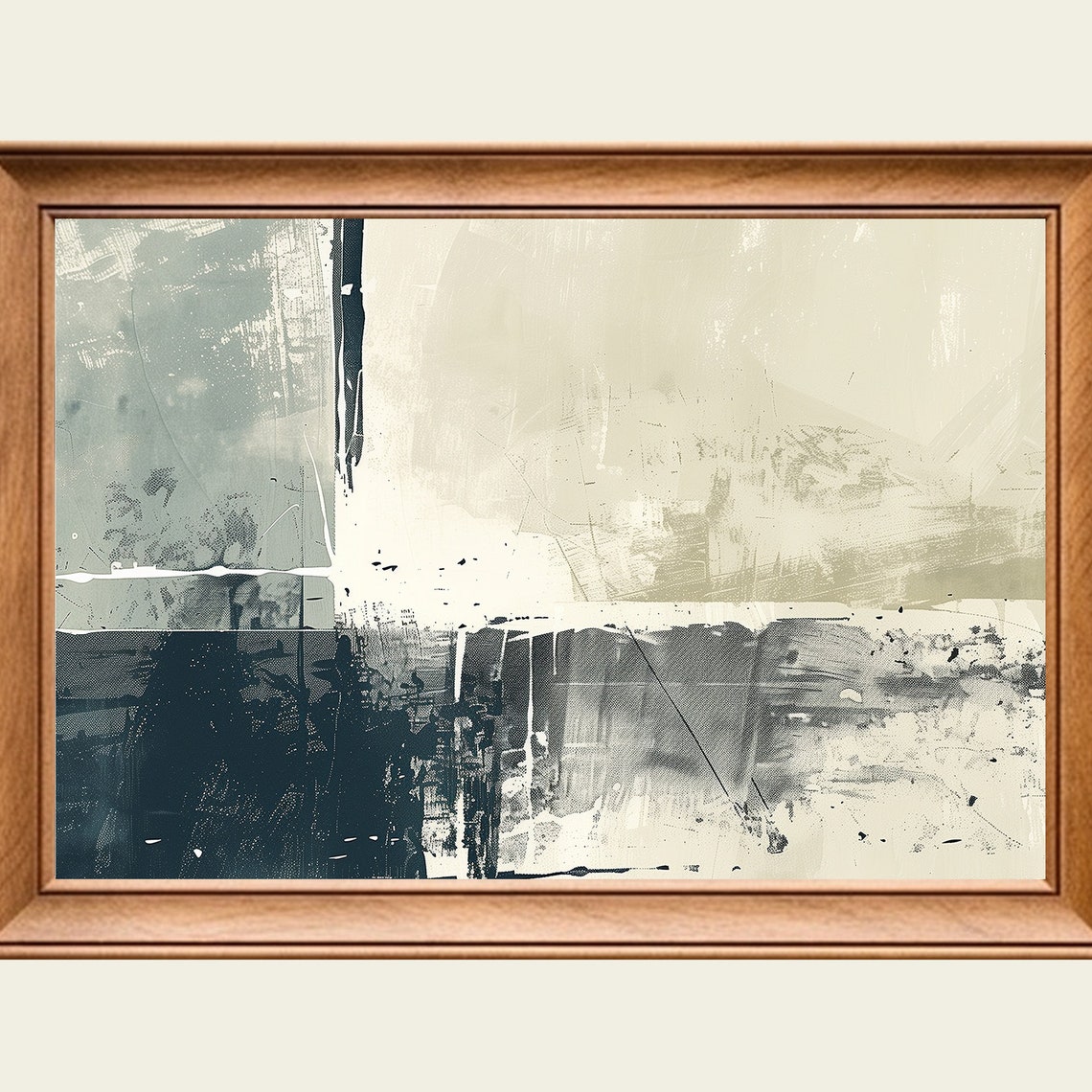 Tonal Grey Abstract Landscape Charcoal Beige Modern Art Wall Art Print