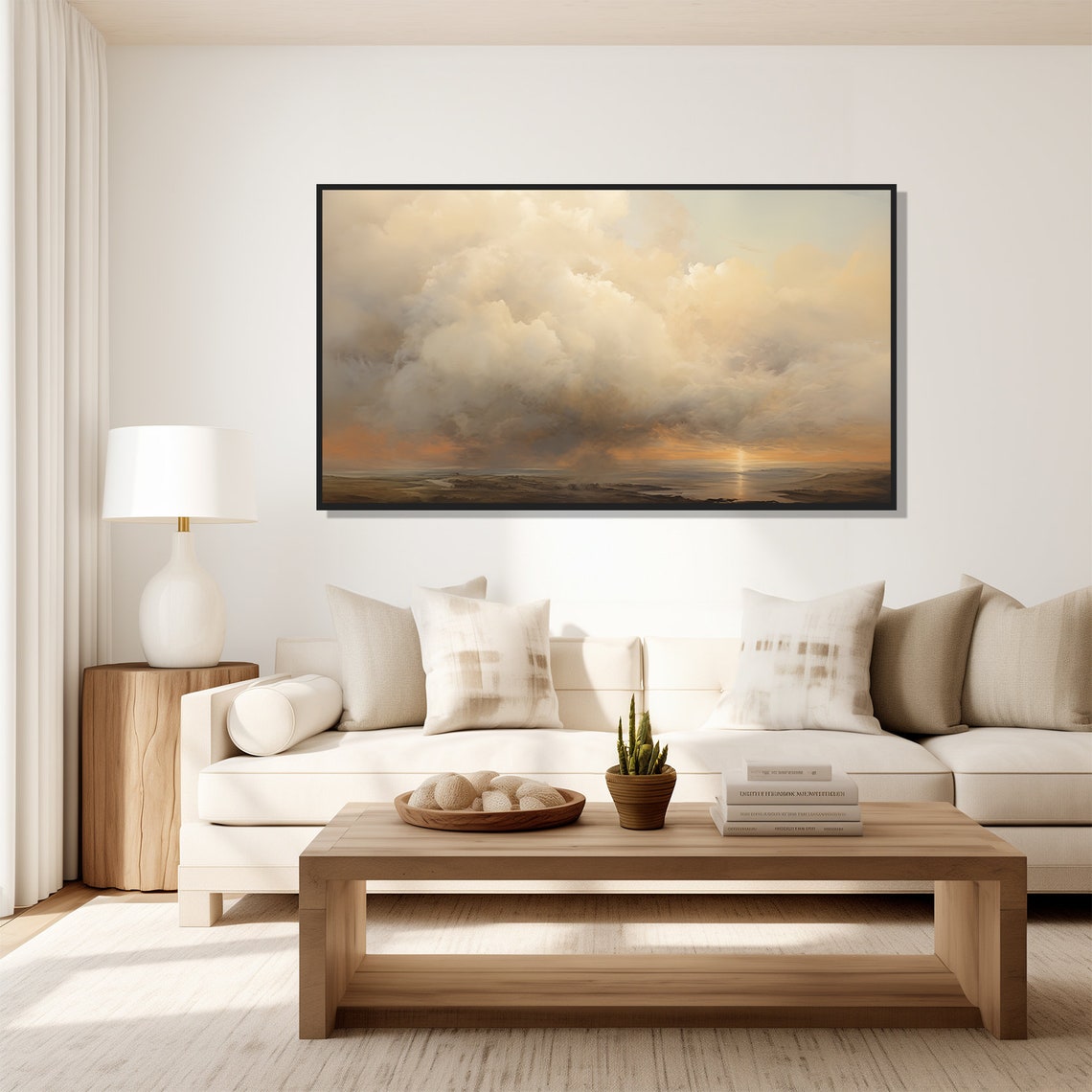 Vintage Cloudy Sunset Wall Art Print Frame Tv Art Tv - Image 4