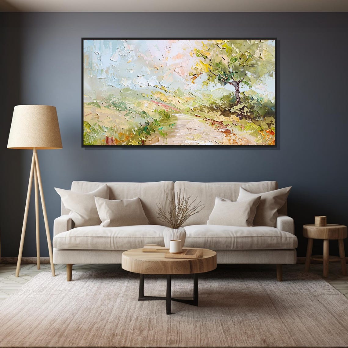 Green Prairie Path Country Meadow Impressionist Landscape Poster - Image 4