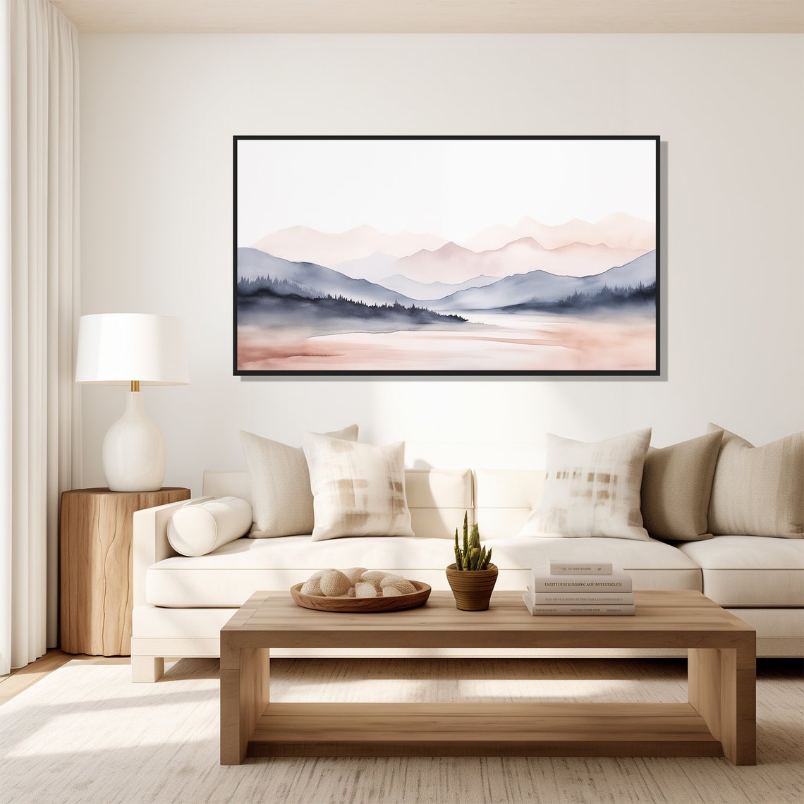 Watercolor Mountain Landscape Wall Art Print Frame Tv Art Tv - Image 4