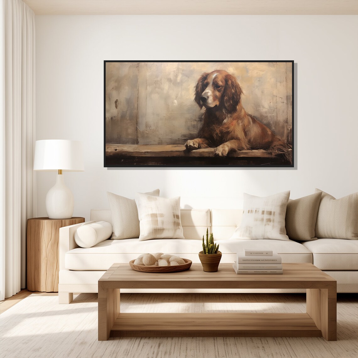 Senior Brown Spaniel Dog Resting Vintage Oil Painting Wall Art Print - Image 5