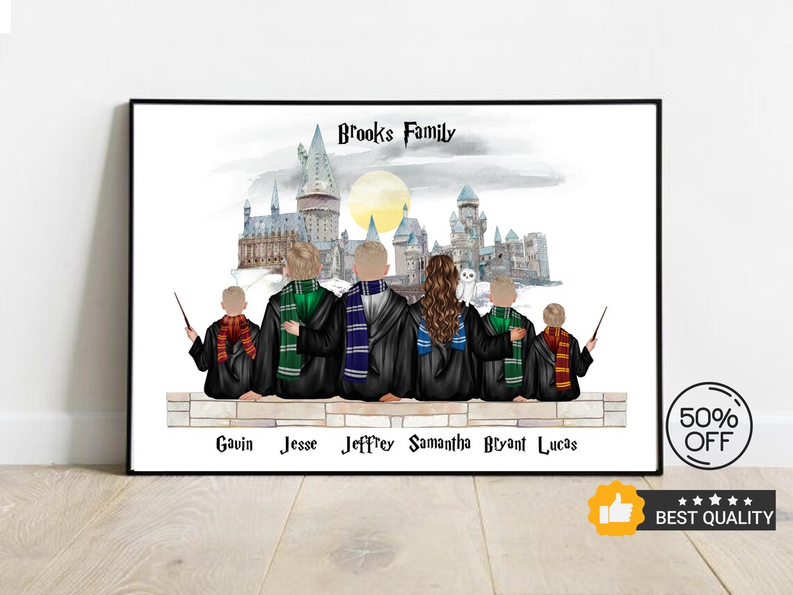Magic Wizard School Personalized Christmas Art Print
