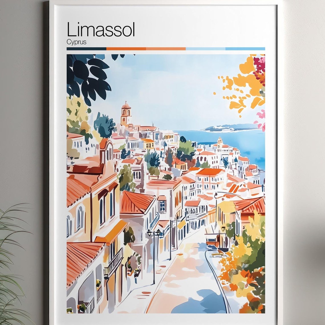 Limassol Print Soft Colors Travel Poster Colourful Wall Art Cyprus City Decor For