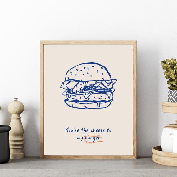 Cheeseburger Food Poster, Modern Kitchen Wall Art