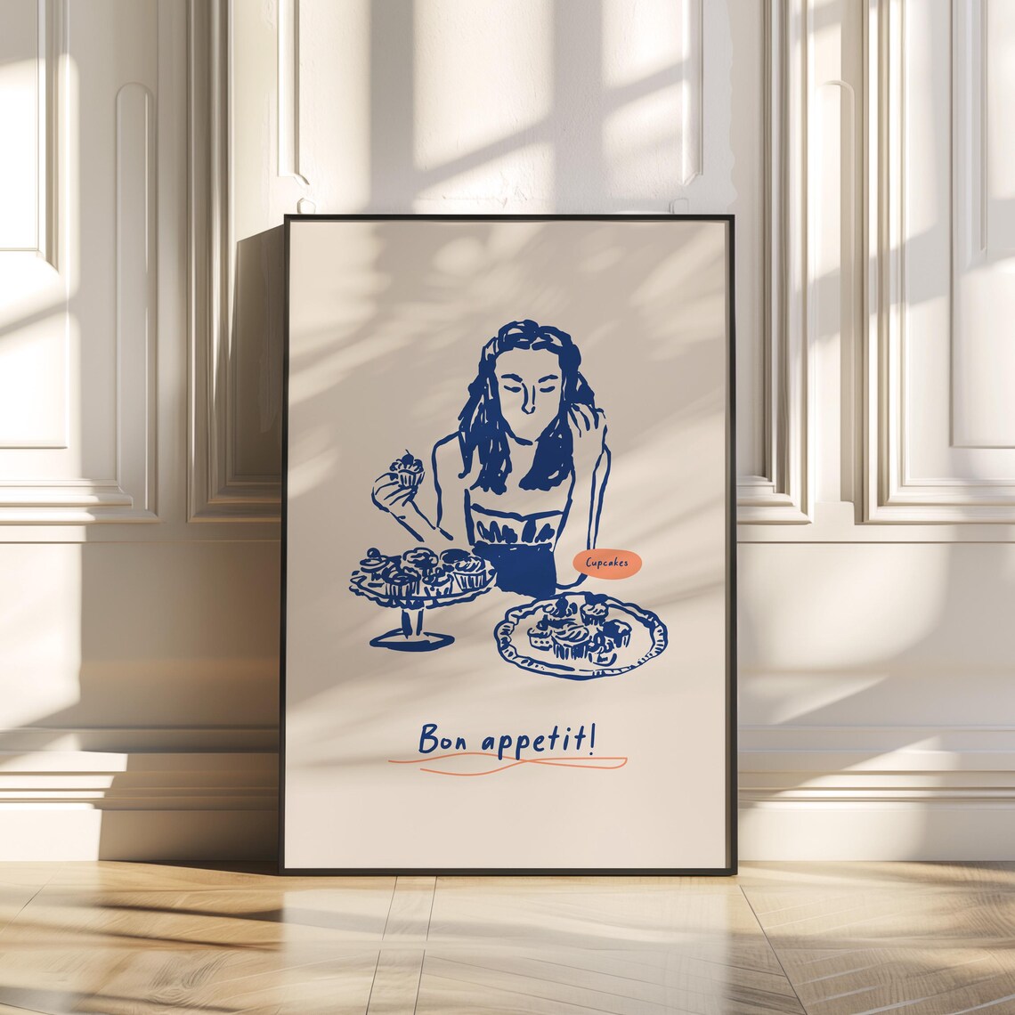 Cake Dessert Girl, Modern Style Kitchen Decor Poster