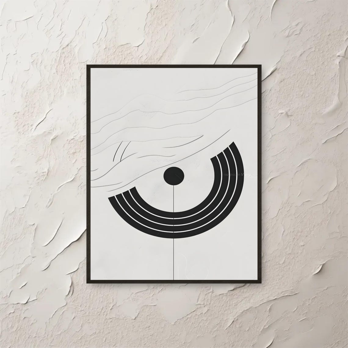 Minimal Black Circle Line Abstract Geometric Modern Art Poster
