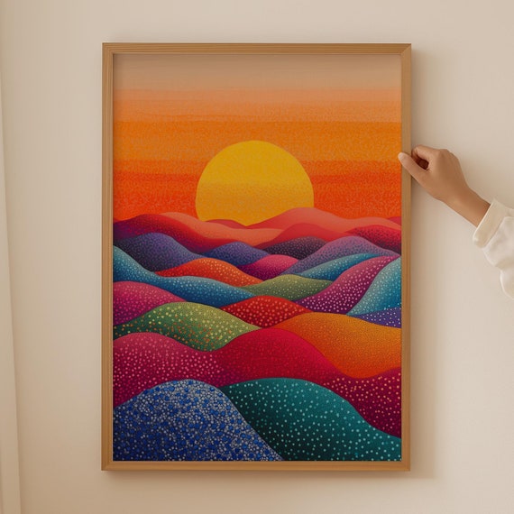 Sunset Japandi Poster Japandi Wall Art Wabi Sabi Poster For Above Couch Or Coffee Table Japanese Panoramic Art For Modern Room Decor