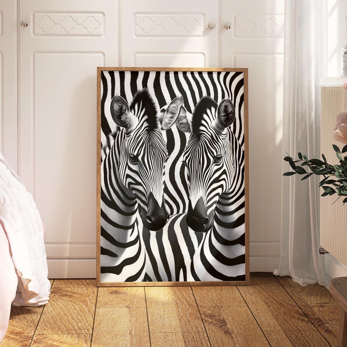 Trendy Zebra Poster, Preppy Animal Wall Art Print