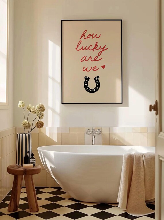 How Lucky Are We Typography Art Print, Western