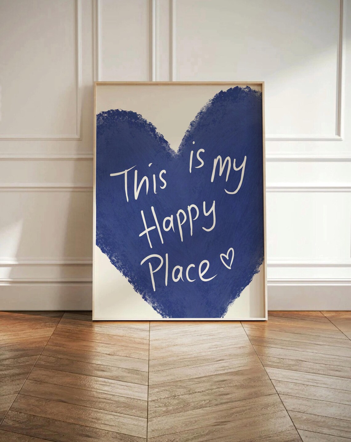 This Is My Happy Place Blue Heart Watercolor Quote Wall Poster - Image 3