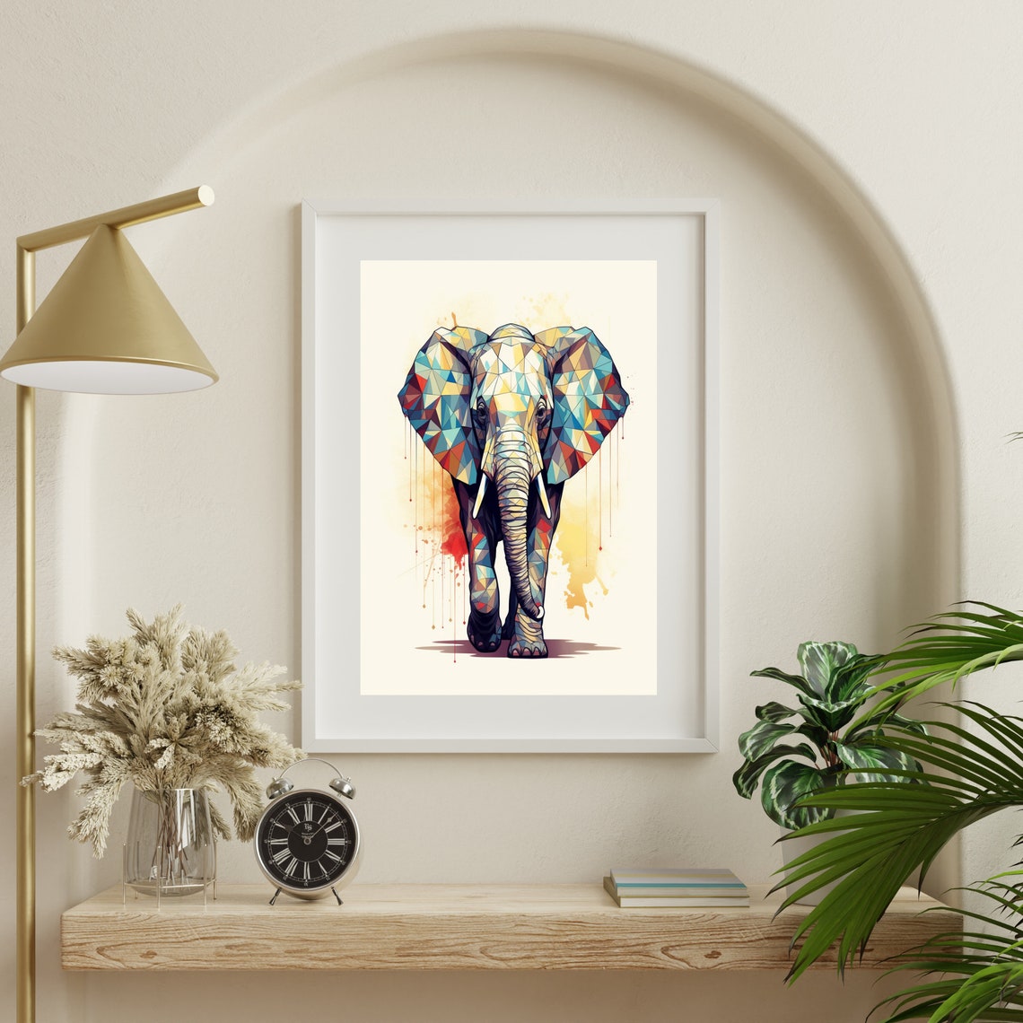 Colorful Geometric Elephant Low Poly Modern Watercolor Poster - Image 4