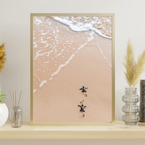 Beach Sea Turtles Art Print, Ocean Beach Decor
