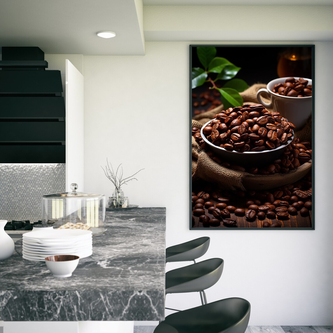Kitchen Picture Bowl With Coffee Beans Poster - Image 3