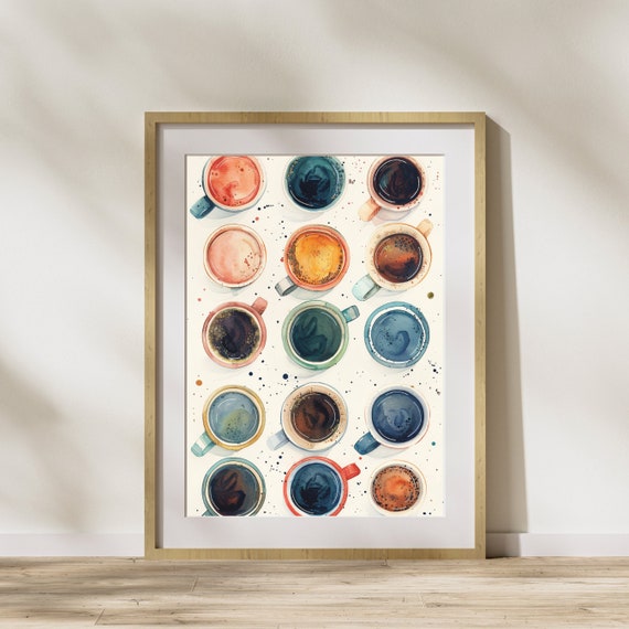Kitchen Picture Coffee Cups 3 Poster On Matte Premium Paper Decoration Wall Decoration