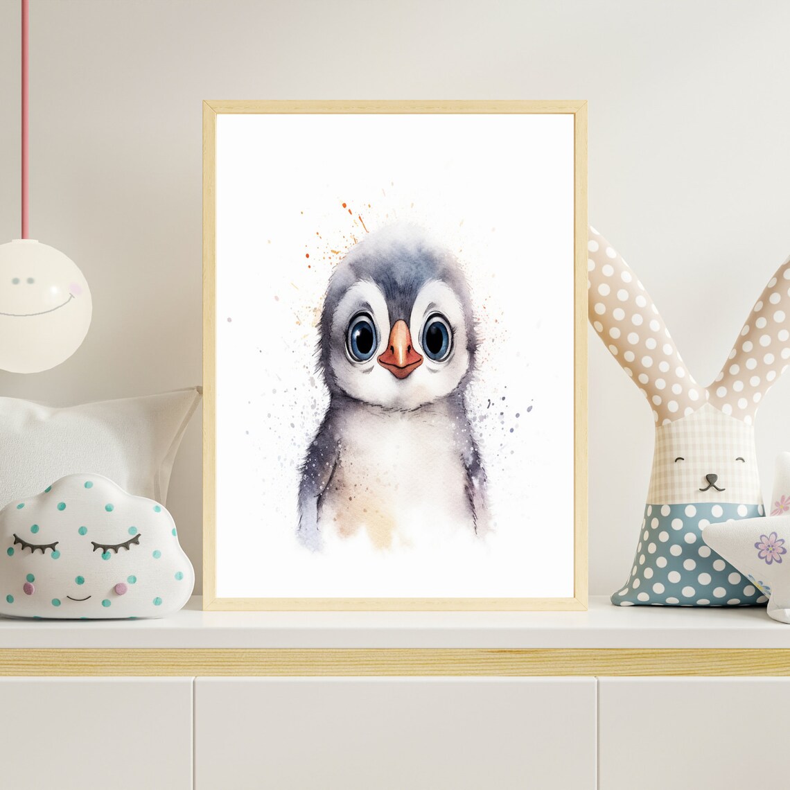 Adorable Baby Penguin Portrait Watercolor Nursery Art Poster - Image 4