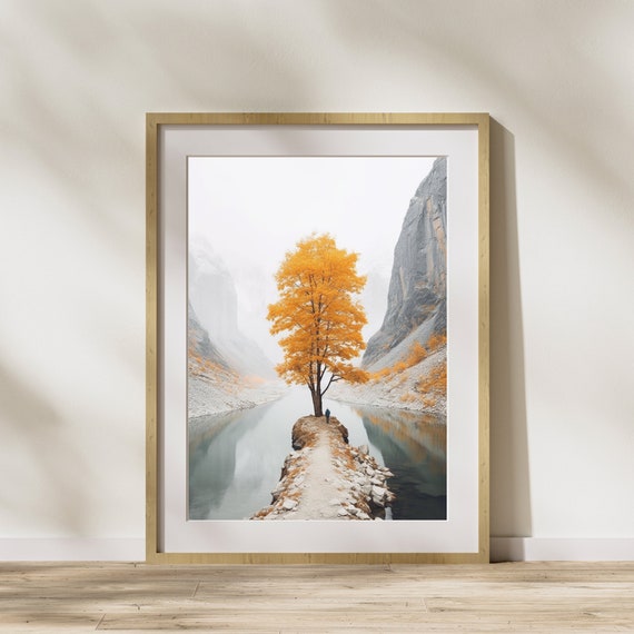 Nature Picture Tree Orange Poster On Matte Premium Paper Decoration Wall Decoration