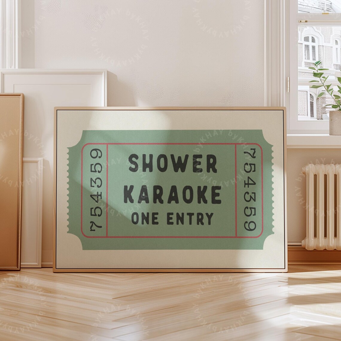 Shower Karaoke Ticket Retro Bathroom Art Print
