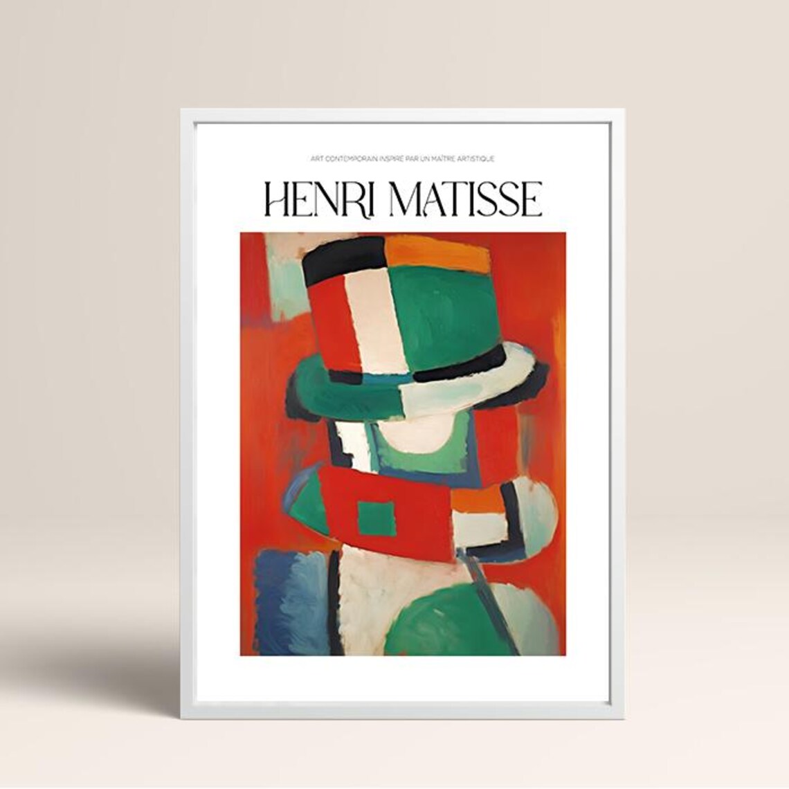 Henri Matisse Cubist Figure Red Green Top Hat Modern Art Poster - Image 3