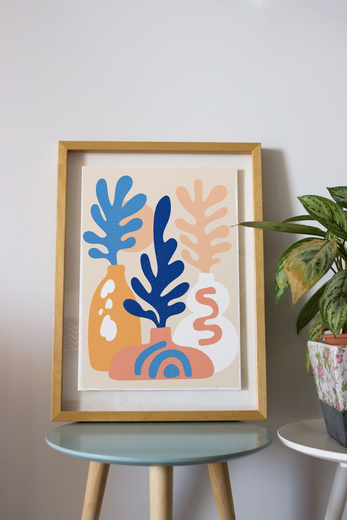 Matisse Style Botanical Vases Coral Branches Modern Art Poster