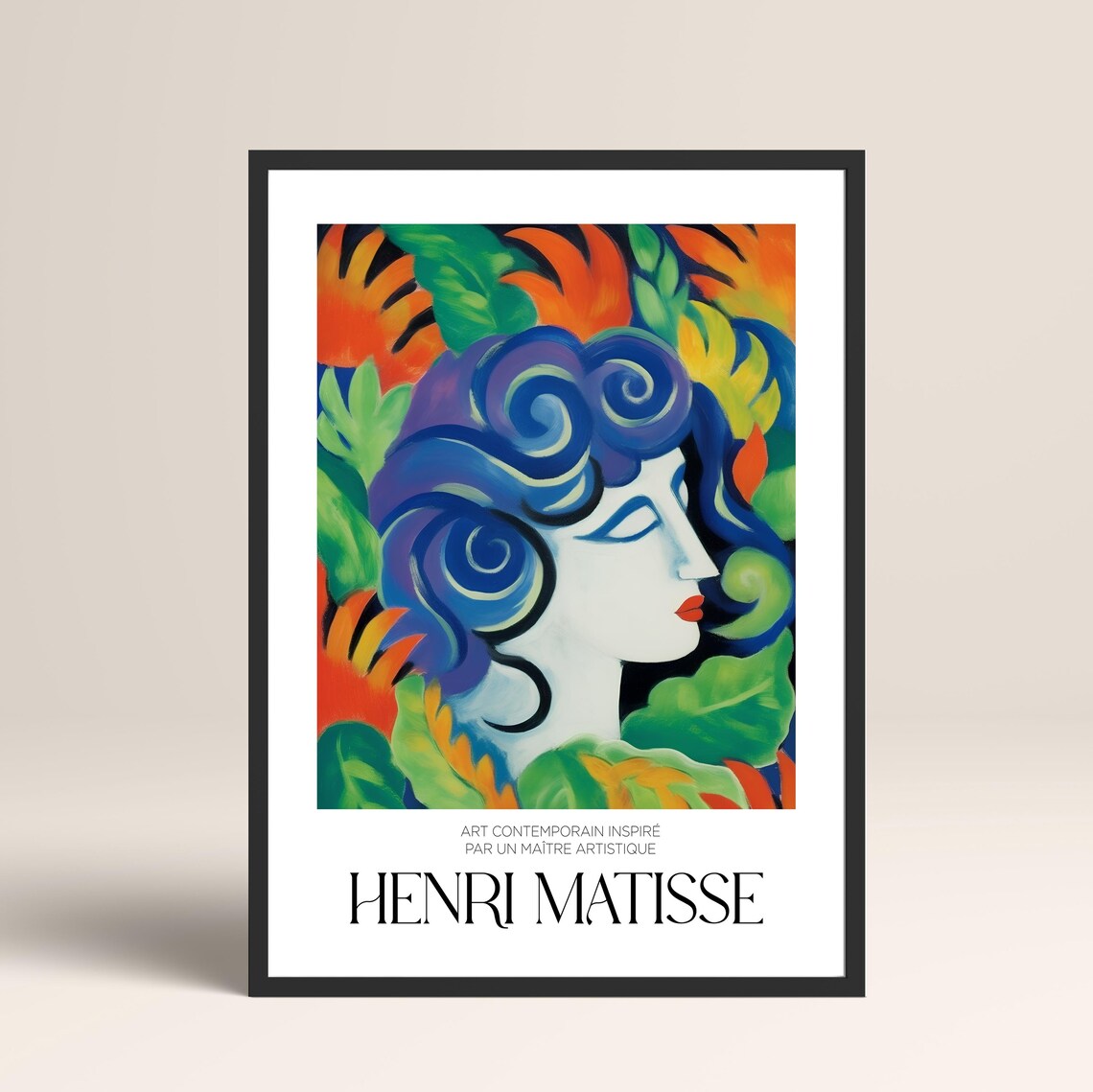 Henri Matisse Blue Hair Woman Tropical Foliage Art Poster Style - Image 3