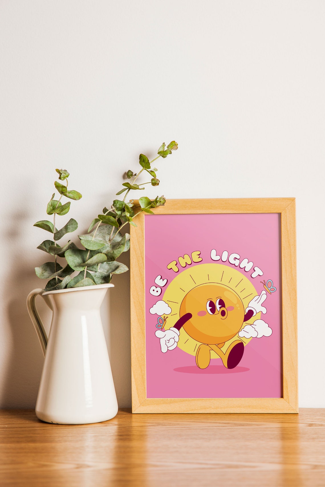 Be The Light Retro Sun Character Quote Positive Sunshine Poster - Image 2