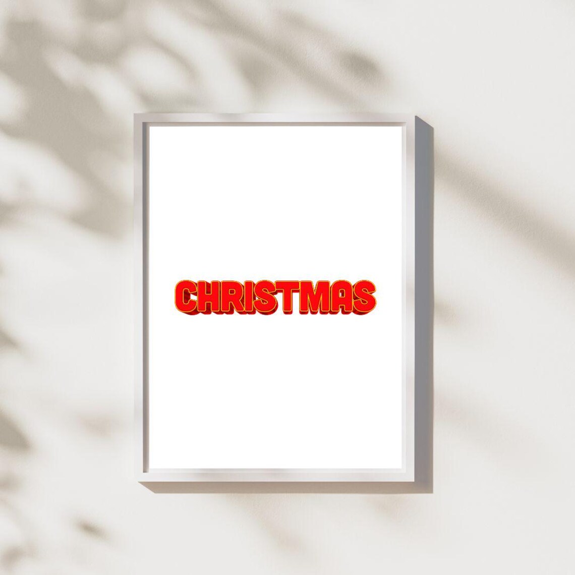 Bold Red 3D CHRISTMAS Block Letters Minimalist Holiday Poster - Image 2