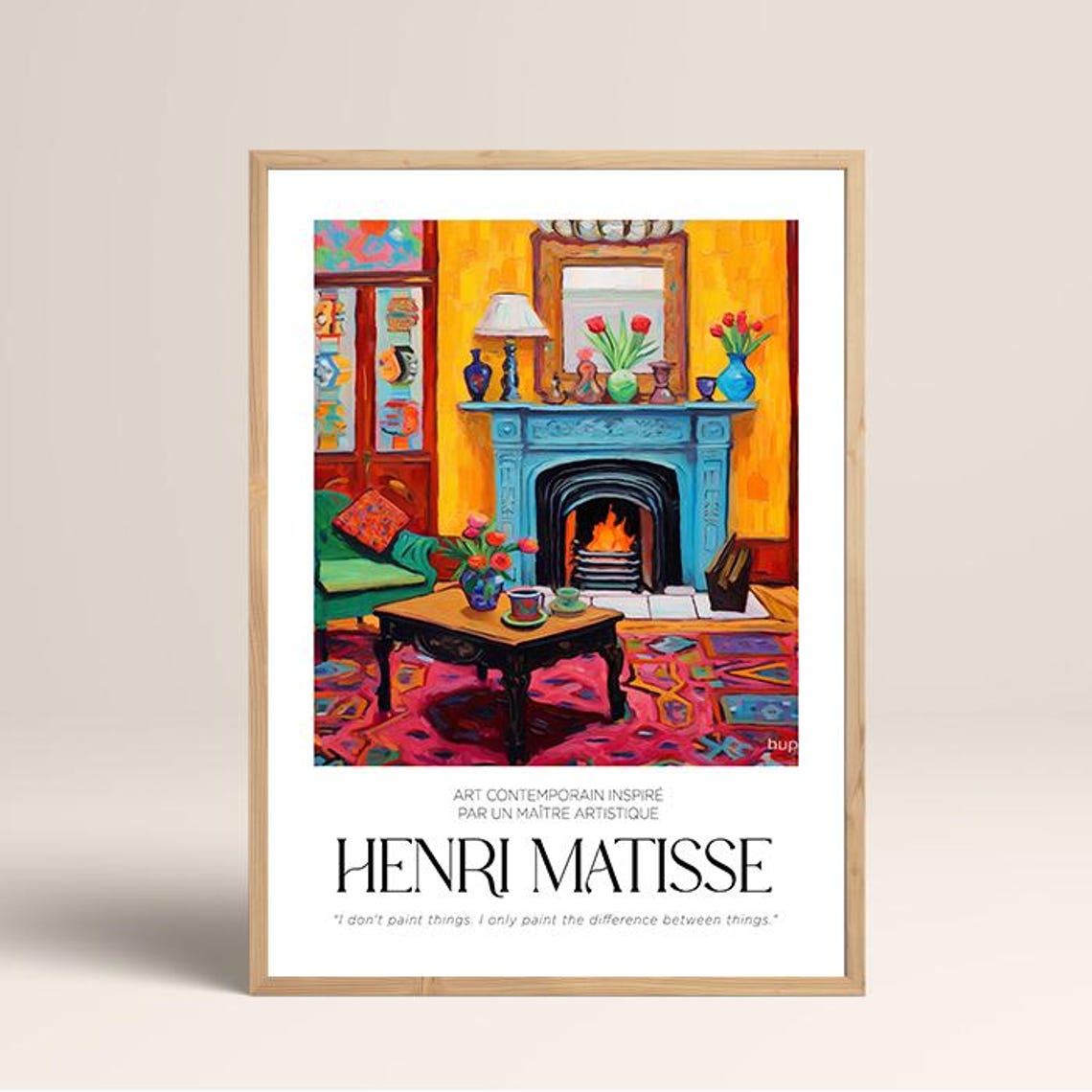Henri Matisse Style Cozy Fireplace Interior Artist Quote Poster - Image 2