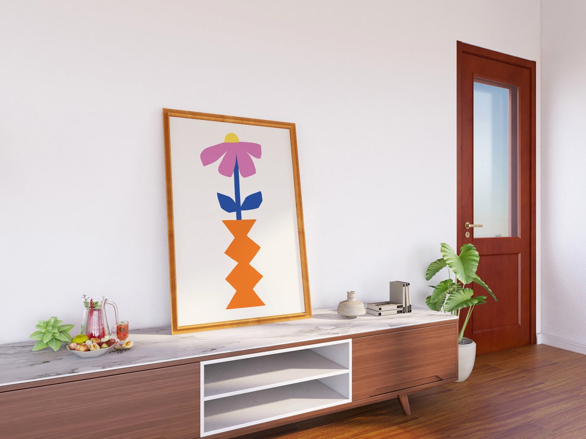 Minimalist Purple Bloom Zigzag Vase Modern Abstract Art Poster - Image 2