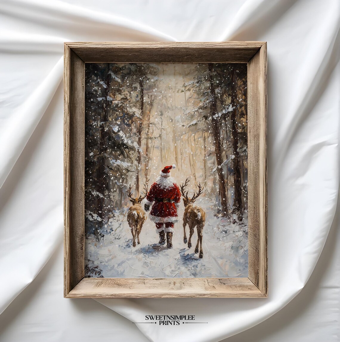 Santa Claus Reindeer, Winter Forest Snowfall - Image 2