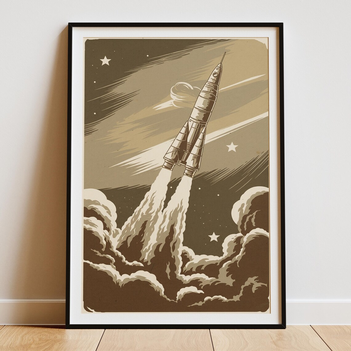 Vintage Rocket Ship Poster, Retro Space Launch - Image 4