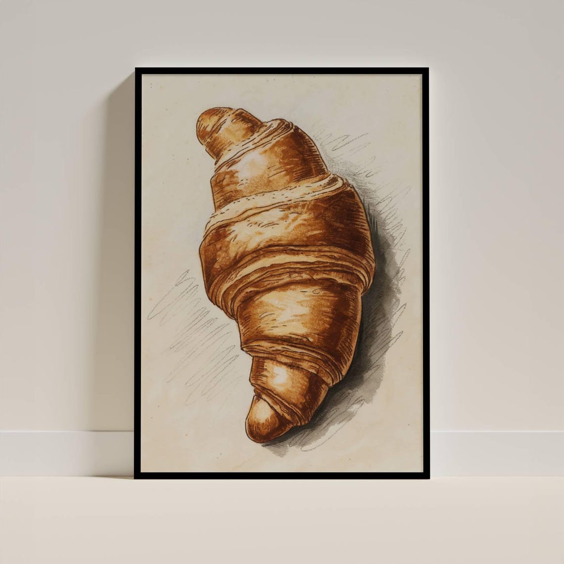 Croissant Poster, Minimalist Line Art Kitchen Decor