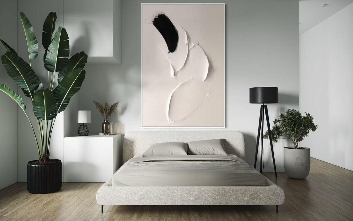 Bold Black Curved Stroke on Sculptural White Minimalist Art Poster - Image 3