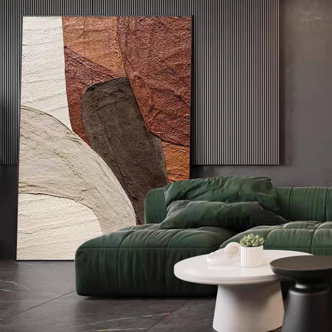 Modern Hand Painted Abstract Artwork Dark Brown Heavy Textured Oil Painting Black White Acrylic Art On Large Size Wall Art Decor - Image 2