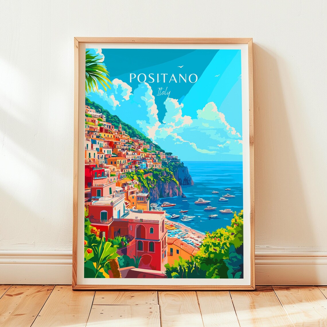 Positano Italy Amalfi Coast Cliffside Village Sea Travel Poster