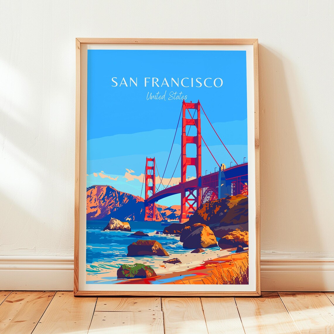 San Francisco Iconic Golden Gate Bridge Bay Shore View Poster