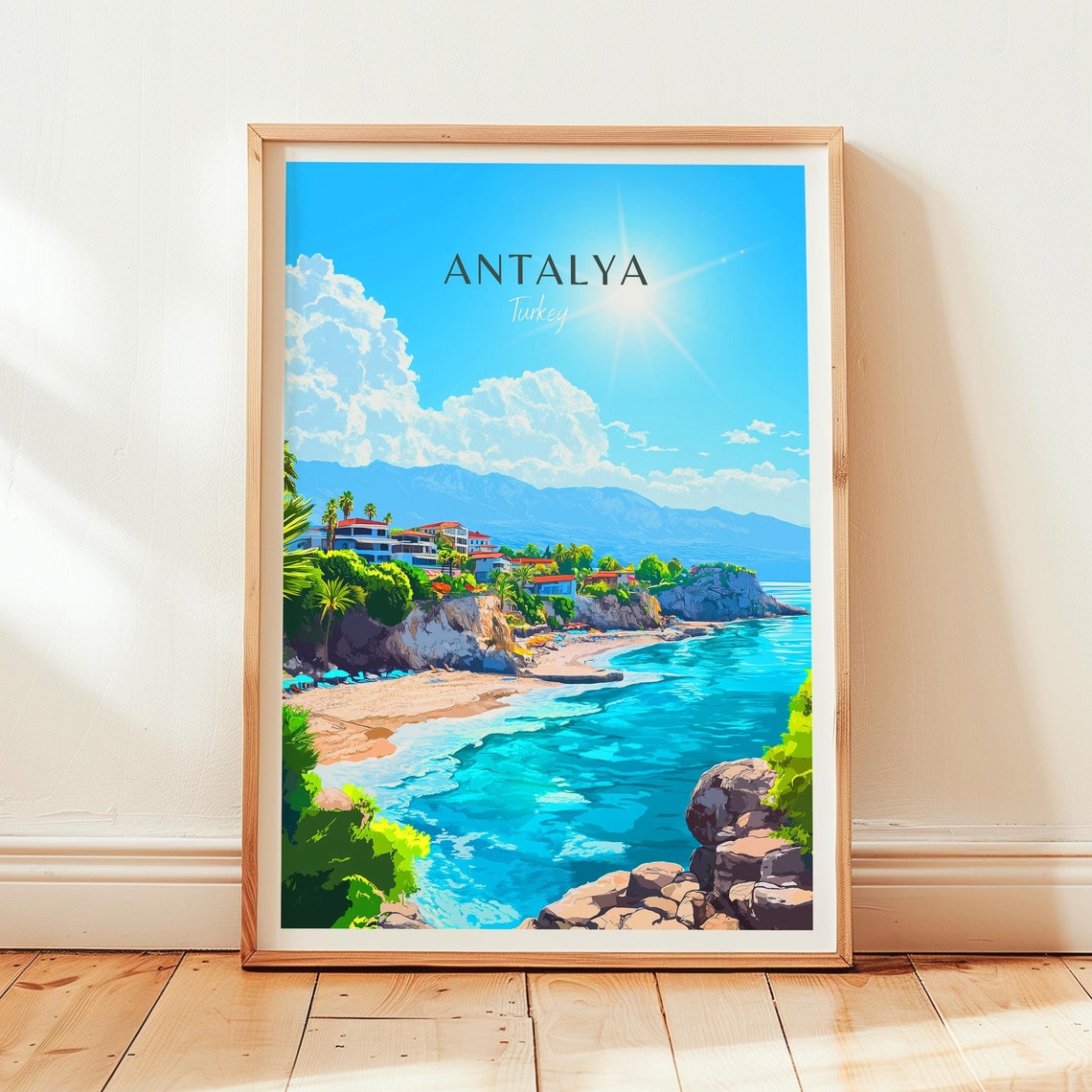 Antalya Turkey Sunny Palm Beach Cove Resort Coastline Poster